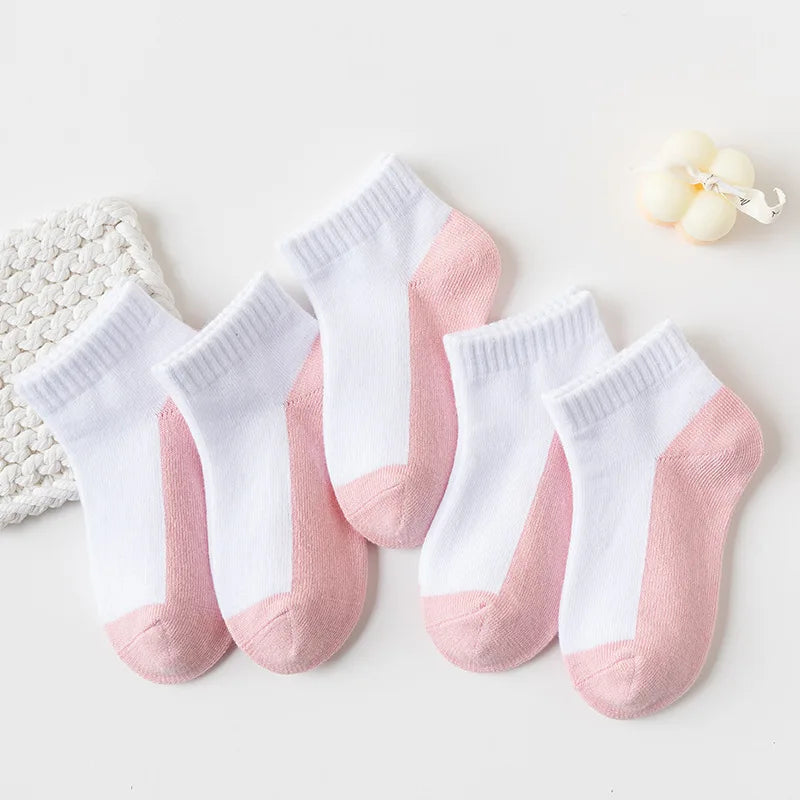 5 Pairs/Lot 2023 New Summer Children Socks Cotton Kids Fashion Black White Gray For 1-12 Years Teen Student Baby Girl Boy Socks Quick Pick Grocers