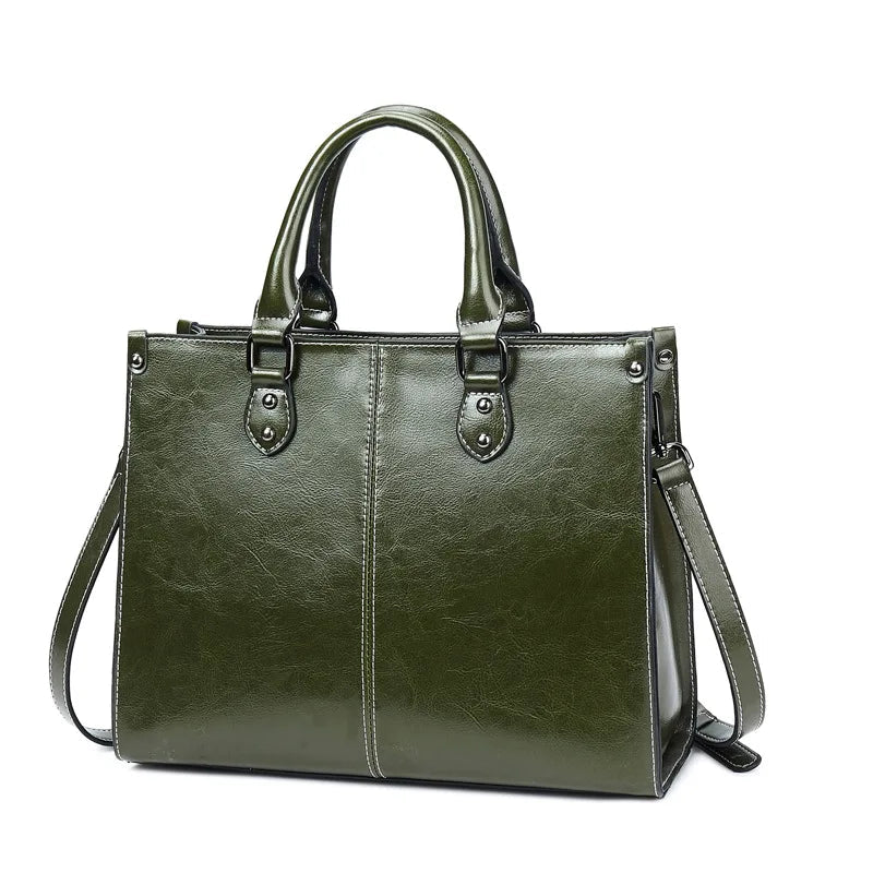 Women Handbag Cross body Shoulder Tote Bag Genuine Leather Shopping Fashion Office Female Real Cowhide Messenger Top Handle Bags Quick Pick Grocers