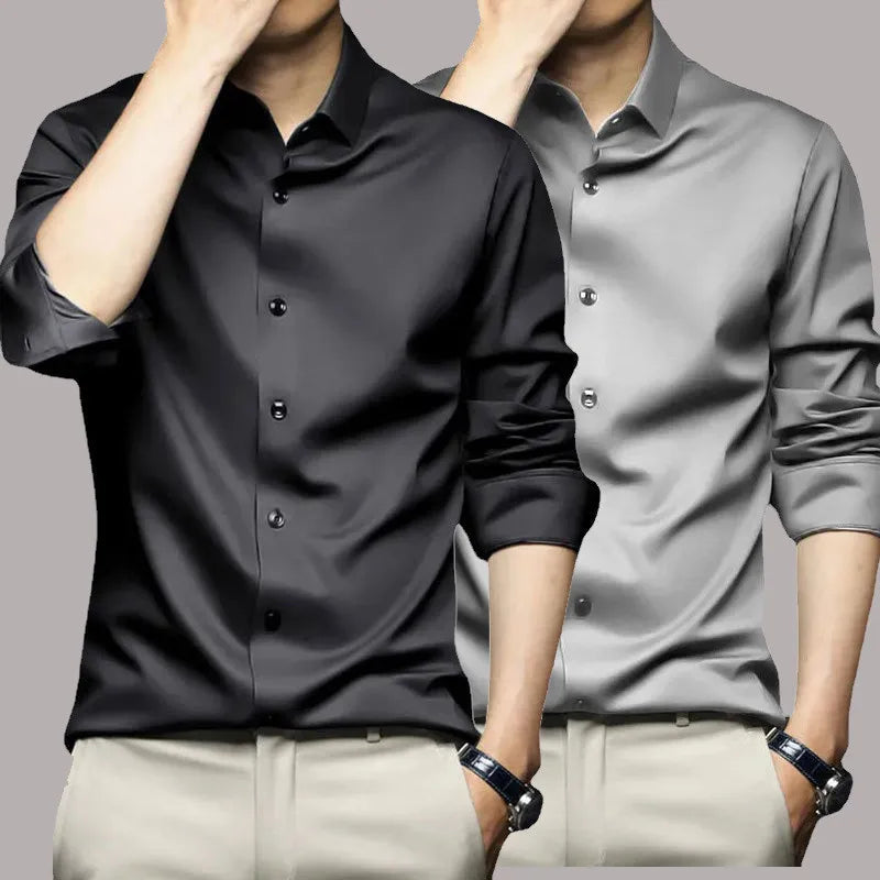 S-5XL Men's Shirt Long Sleeve Non iron Wrinkle Resistant Business Dress High end Professional Casual Suit White Shirt Quick Pick Grocers