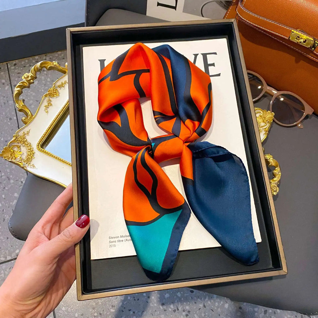 Fashion Luxury Brand 70cm Silk Square Scarf Women Satin Neck Tie Female Hair Bandana Headkerchief Shawl Wrap Hijab Echarpe Quick Pick Grocers