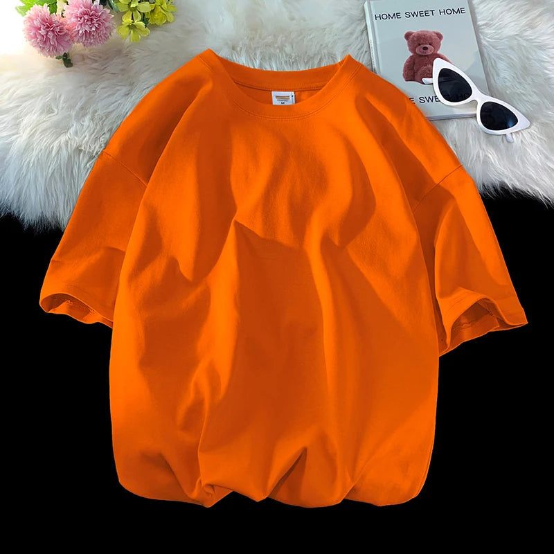 Oversized Summer Short Sleeve Men's T Shirt New Fashion Solid Loose O-Neck T Shirts Mens Cotton Hip Hop Streetwear Top Tees 5XL Quick Pick Grocers