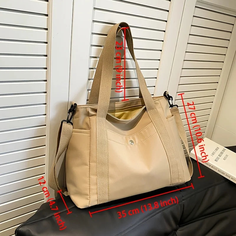 Large Capacity Nylon Crossbody Bag Casual Solid Color Messenger Shoulder Bag with Removable Strap Quick Pick Grocers