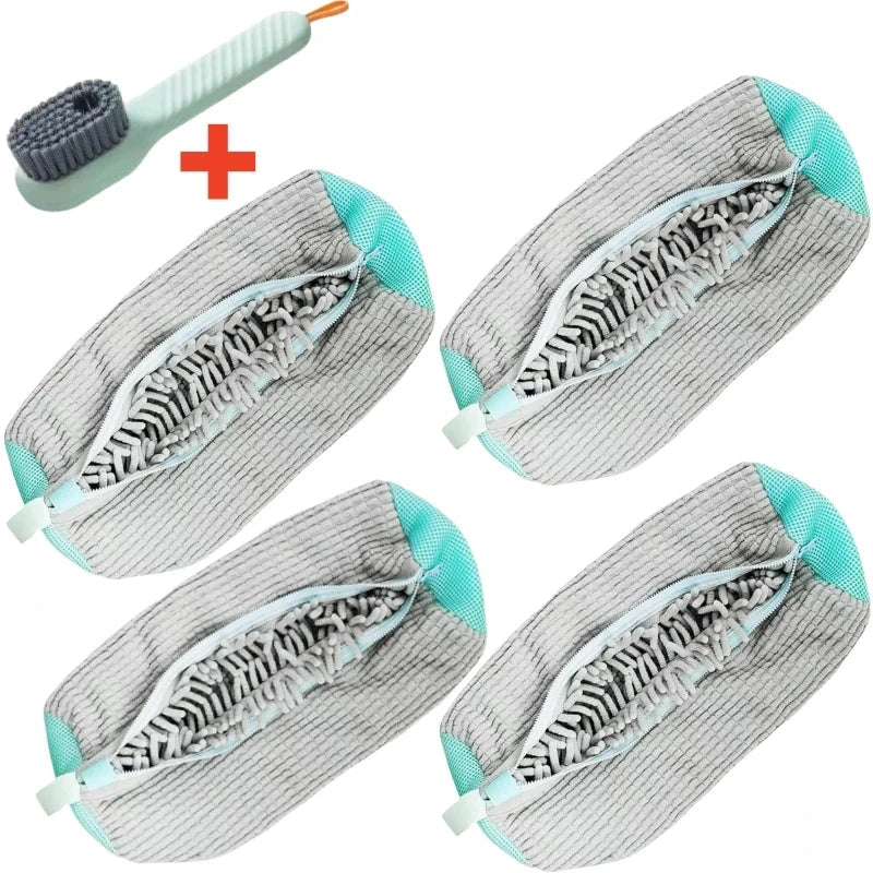 1/2/4PCS Shoe Washing Machine Bag with Liquid Shoe Brush Set Durable Laundry Shoe Bag and Soft Bristle Clean Brush for All Shoes Econic Blanks