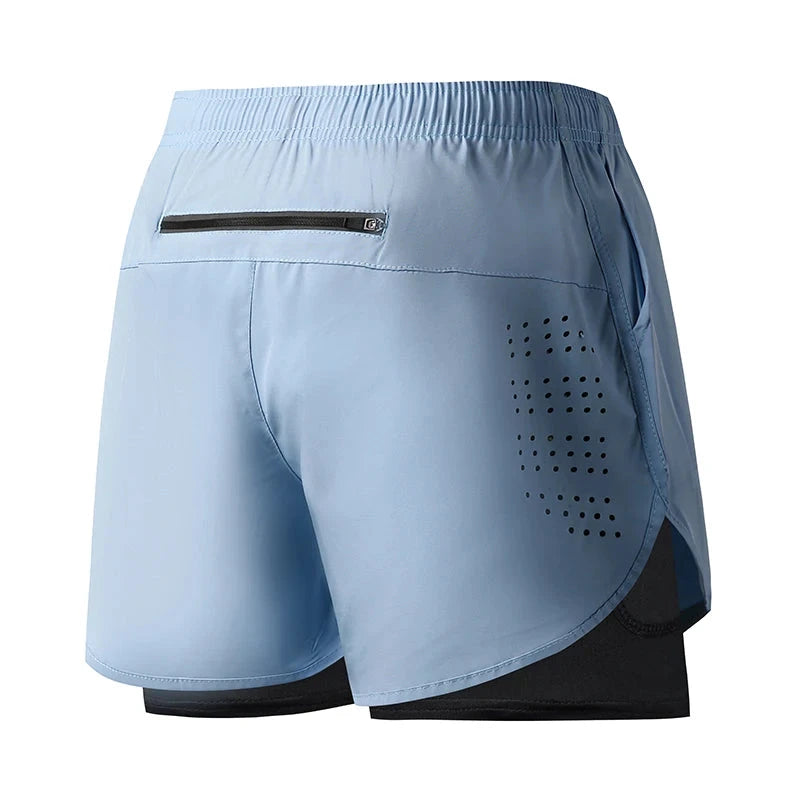 Men's Running Shorts Quick-drying Fitness Black Double Layer Shorts Men New Sport Workout Training Bodybuilding Short Pants Econic Blanks