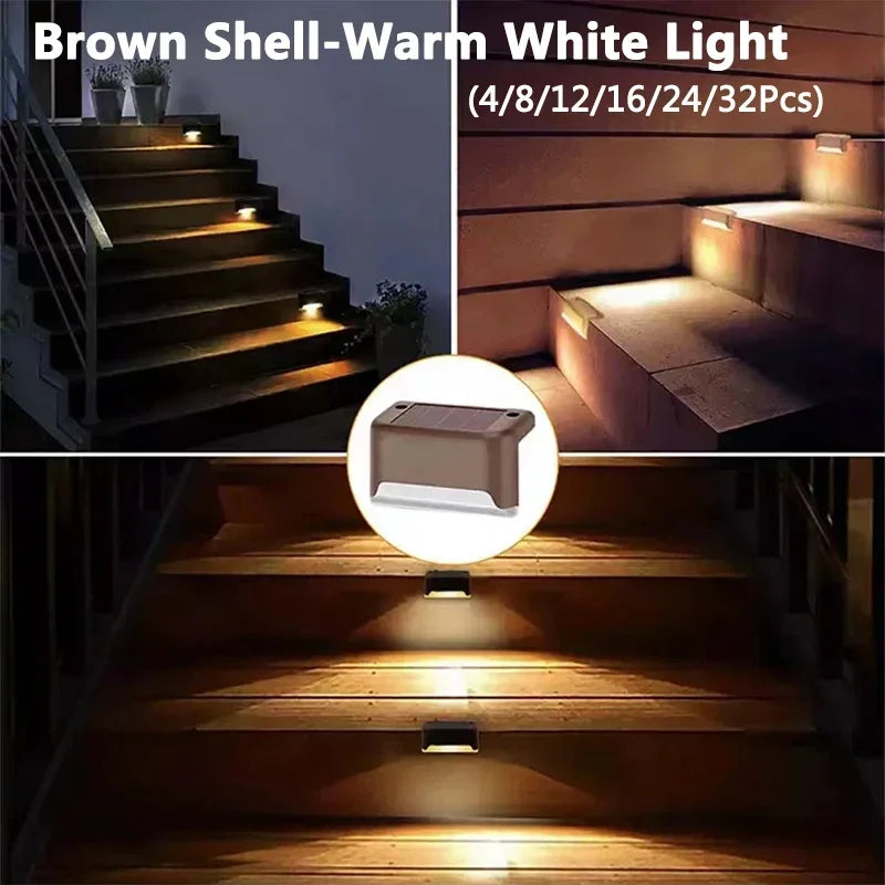32/24/16/12/8/4Pcs Solar Deck Lights Outdoor Waterproof LED Fence Lights Garden Step Lamp for Patio Stairs Railing Pathway Step Quick Pick Grocers