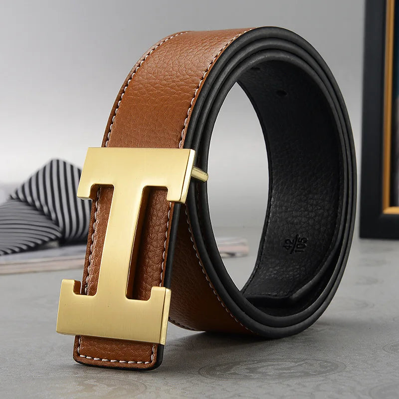 Width 3.8cm Famous Brand Belt Men Top Quality Genuine Luxury Leather Belts for Men Strap Metal Belt Fashion Women's Belt jeans Quick Pick Grocers