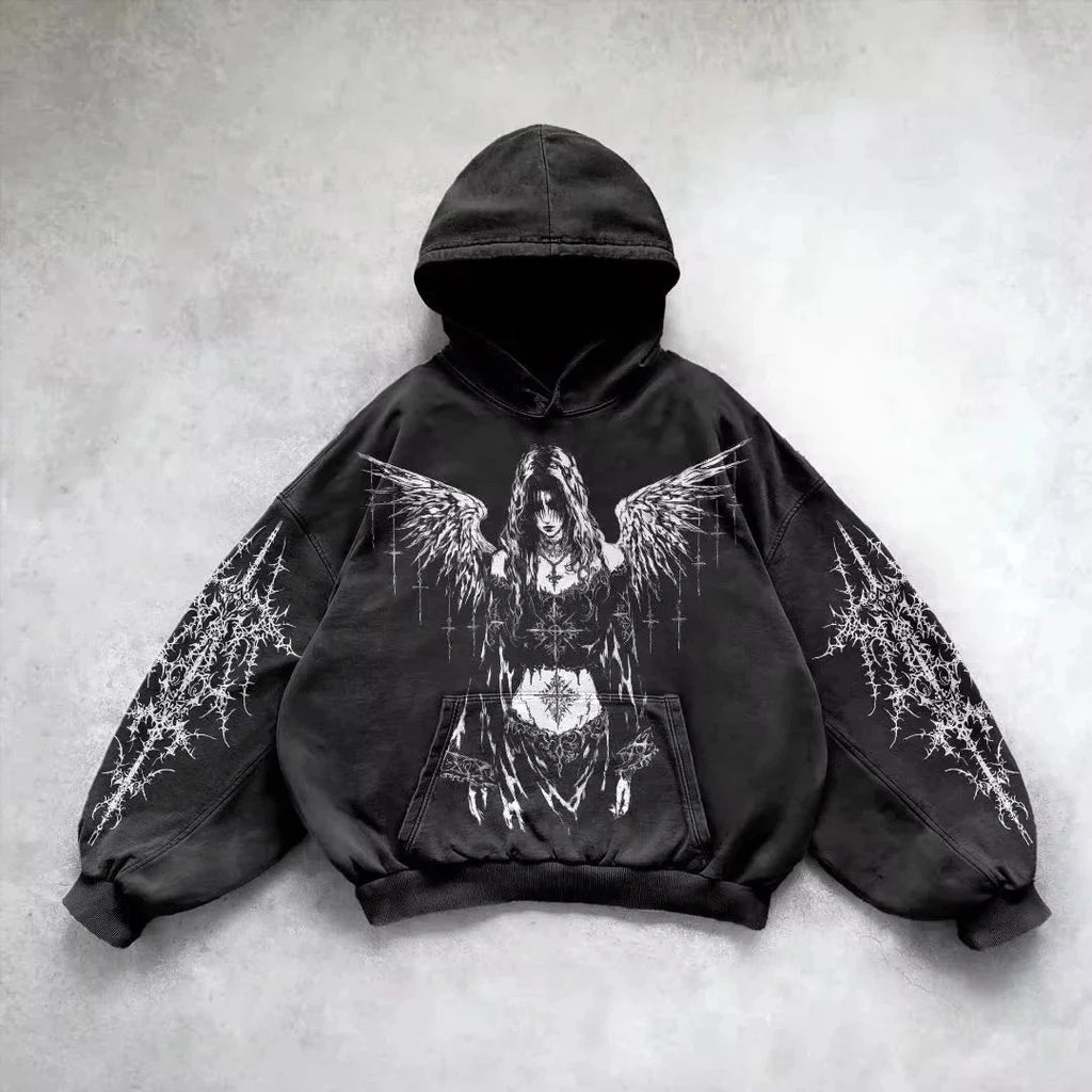 American Y2K New Fashion Trend Fleece Padded Zipper Hoodie Women Street Hip Hop Joker Loose Sweatshirt Couple Casual Punk Hoodie Econic Blanks