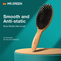 MR.GREEN Boar Bristle Hair Brush Natural Beech Comb Hairbrush for Curly Thick Long Dry Wet Hair Detangler Massage Brushes Women Quick Pick Grocers