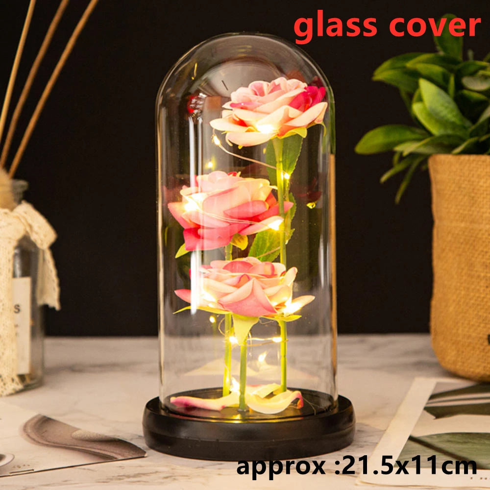 LED Galaxy Three Rose Artificial Flowers, Wedding Decoration, Creative Valentine'S Day and Mother'S Day Gift without Battery 1Pc Quick Pick Grocers