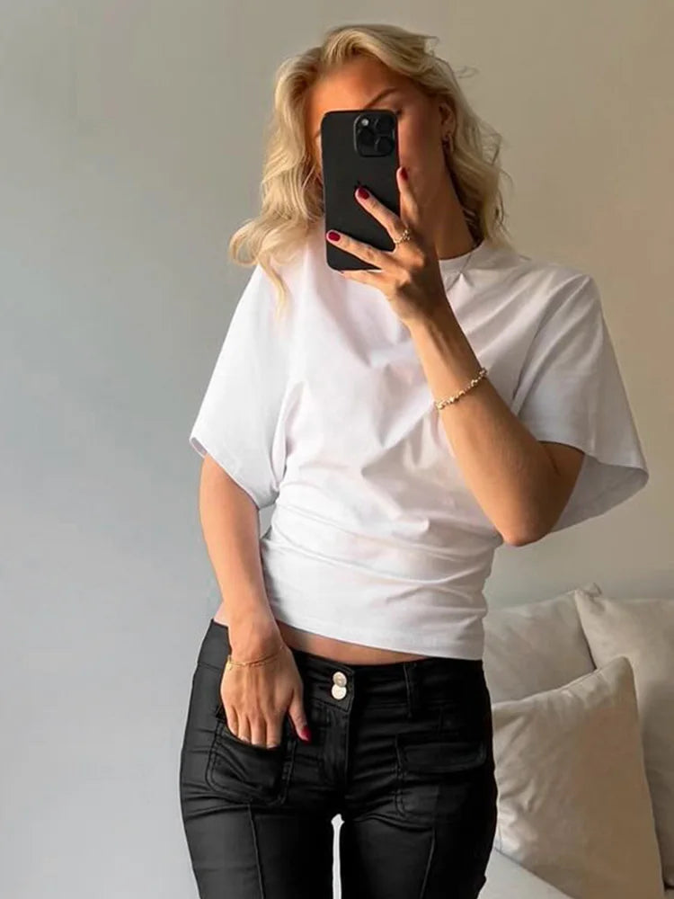 Gray Cropped T-shirt Women's O-neck Corset Tops Fashion Casual Solid Streetwear Spring Summer Short Tee Shirts for Girls Quick Pick Grocers