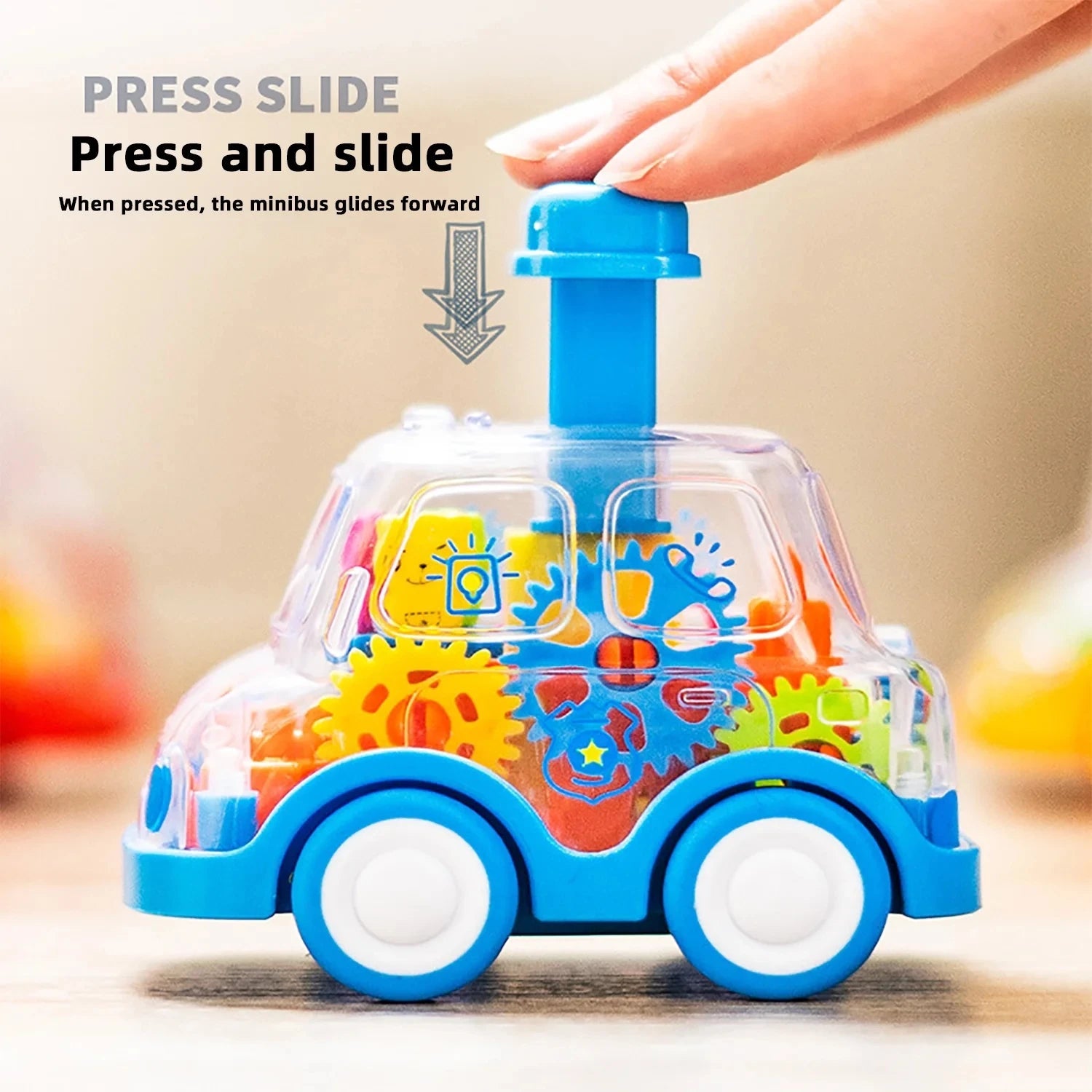 Baby Toy Cartoon Press Gear Car Toy Lnertia Pull-back Transparent Car Inertia Rebound Car Birthday Gifts for Kids Boys and Girls Quick Pick Grocers
