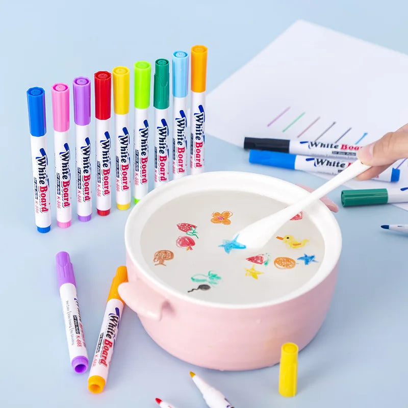 Water Floating Pen Magical Ink Pens With Spoon Floating Color Water Painting Floating Chalk Art Graffiti Drawing Set For Kids Econic Blanks