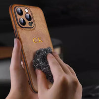 Personalized Name Classic Leather Case For iPhone 17 16 15 14 13 12 11 Pro Max 17 Air Luxury Customized Initials Engraved Cover Quick Pick Grocers