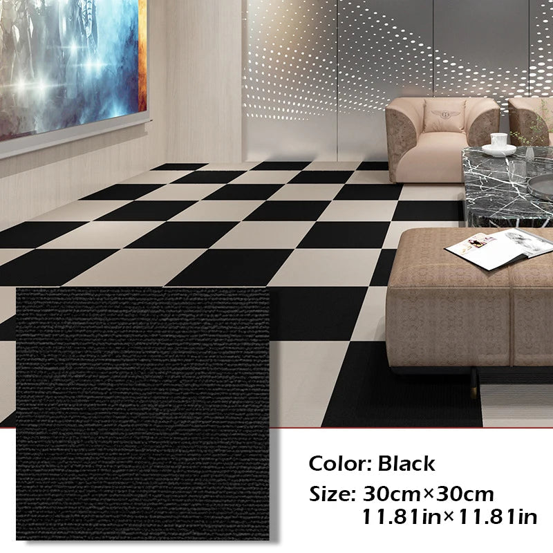 30x30cm DIY Modern Carpet Self-adhesive Anti Slip Block Fully Spread Floor Mat Bedroom Study Office Can Be Cut Quick Pick Grocers