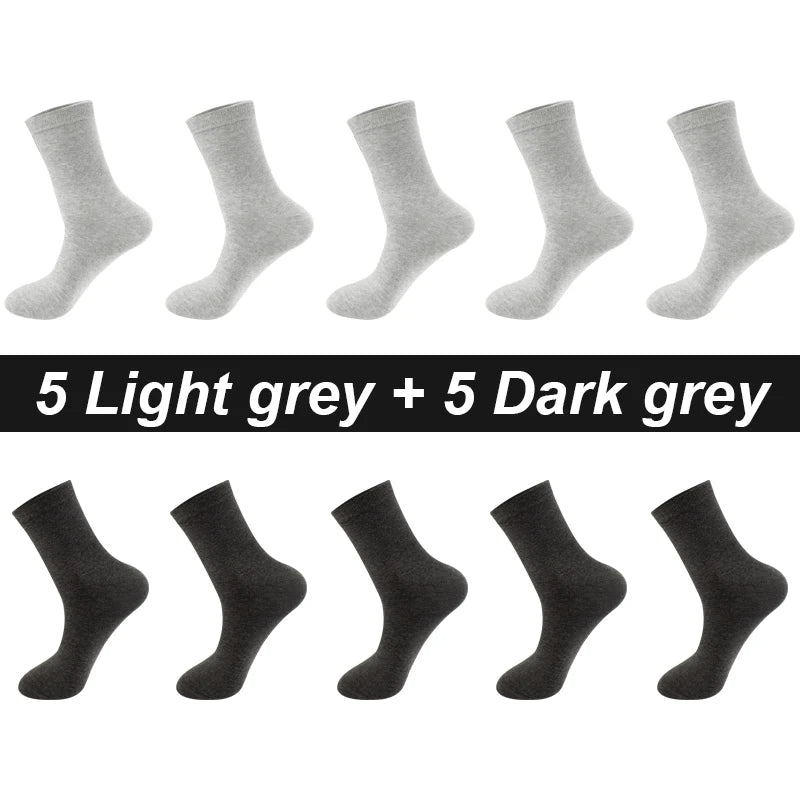10Pairs/Lot Men Combed Cotton Socks Black Casual Business Breathable High Quality Man Sock New For Male Plus Size EU38-48 Quick Pick Grocers