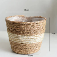 Straw Weaving Flower Plant Pot Basket Grass Planter Basket Indoor Outdoor Flower Pot Cover Plant Containers for Plantable Plants Quick Pick Grocers