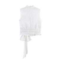 Women's Top 2026 Spring New Style Orange Sleeveless Satin Texture Long Ribbon Top Elegant and Stylish Unique Fashion Focus Quick Pick Grocers