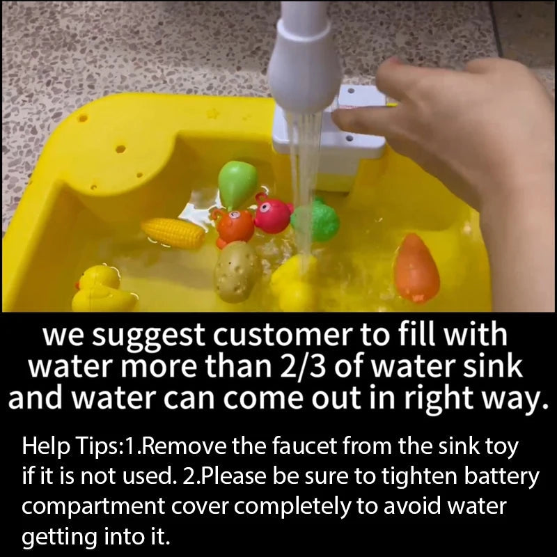 Kids Kitchen Sink Toys Electric Dishwasher Playing Toy With Running Water Pretend Play Food Fishing Toy Role Playing Girls Gift Econic Blanks