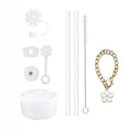 Cup Accessories for Stanley Cup Set of 9 Straw and Brush and 1 Flower Charm Chain 3 Spill Proof Stopper Flowers Straw Cover Boot Quick Pick Grocers