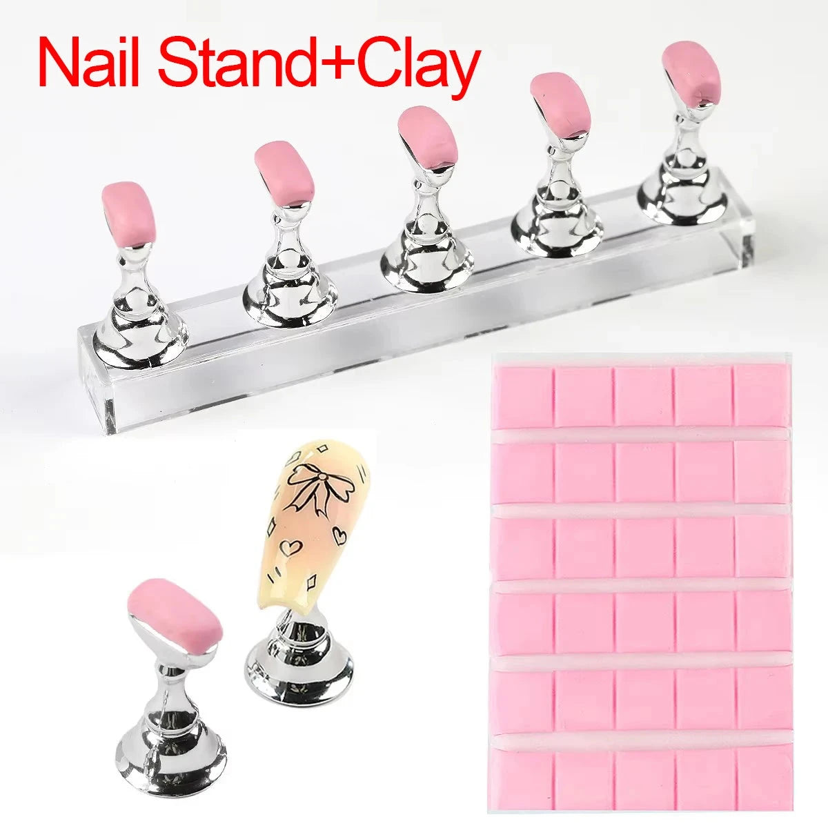 5/30pcs/Set Magnetic Nail Holder False Nail Tip Practice Stand Crystal Base Holder Nail Art Display For Art Salon DIY & Practice Econic Blanks