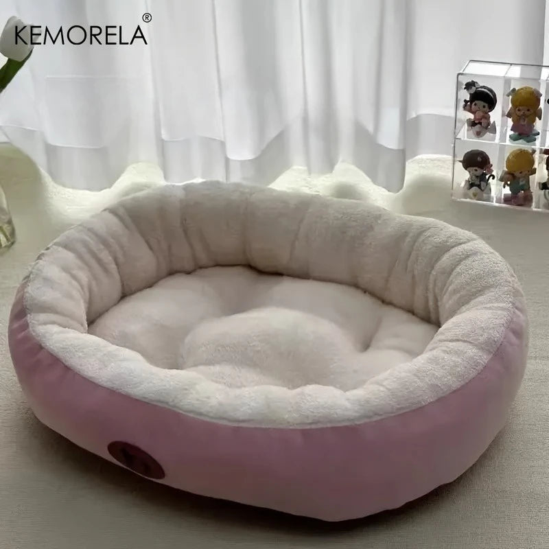 Plush Oval Pet Bed for Dogs and Cats, Thickened achine Washable All-Season Dog Cat Cushion for Small Medium Large Breeds Quick Pick Grocers