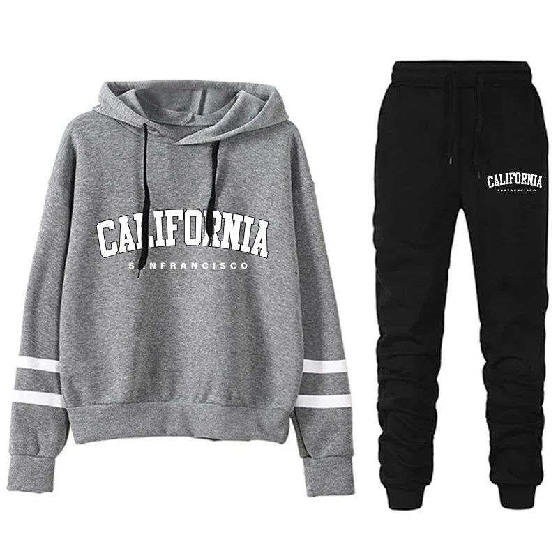 California Womens Tracksuit Casual Stripe Versatile Hooded Sweatshirt or Pants or Suit Simplicity Hot Sales Street Outfits S-3XL Quick Pick Grocers