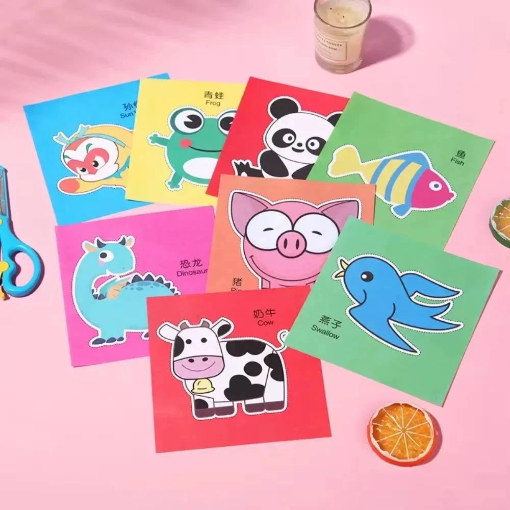 48Pcs Handmade Paper Cut Book Kids Craft Toys DIY Cartoon Scrapbooking Paper Art Toys Kids Learning Toys for Children Gifts Econic Blanks