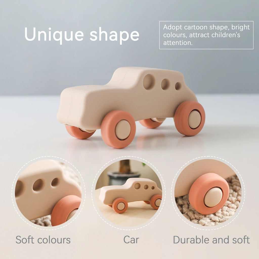 Montessori Baby Silicone Car Toys 0 12 Months Newborn Baby Things Silicone Baby Teether Toy Car  Educational Toy Silicone Blocks Purest Peak