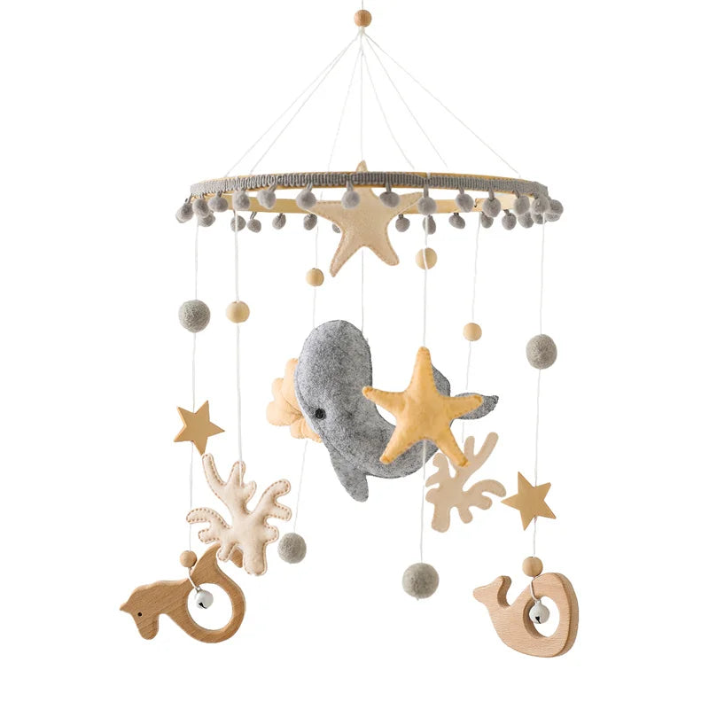 Baby Wooden Bed Bell Cartoon Rabbit Mobile Hanging Rattles Toy Hanger Crib Mobile Bed Bell Wood Toy Holder Arm Bracket Kid Gifts Purest Peak