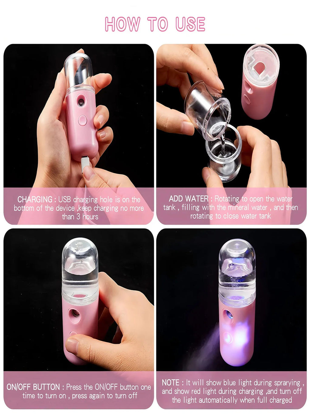USB Mist Facial Sprayer  Humidifier Rechargeable Nebulizer Face Steamer Moisturizing Beauty Instruments Face Skin Care Tools Quick Pick Grocers