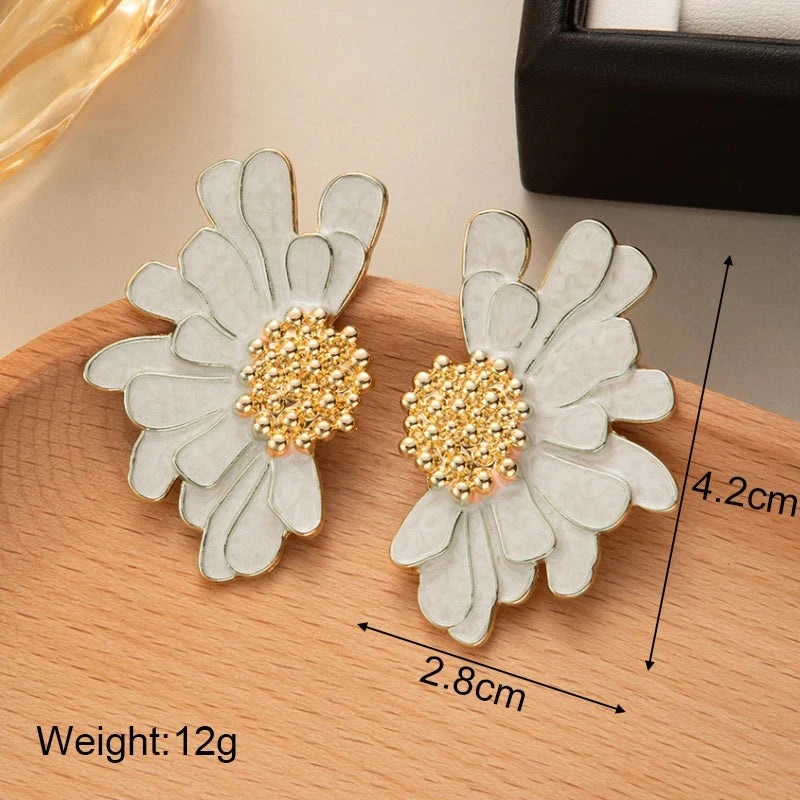 Pure White Women's Dangle Earrings Blooming Flower Acrylic Enamel Butterfly Imitation Pearl Heart Hanging Earrings Elegant brinc Econic Blanks