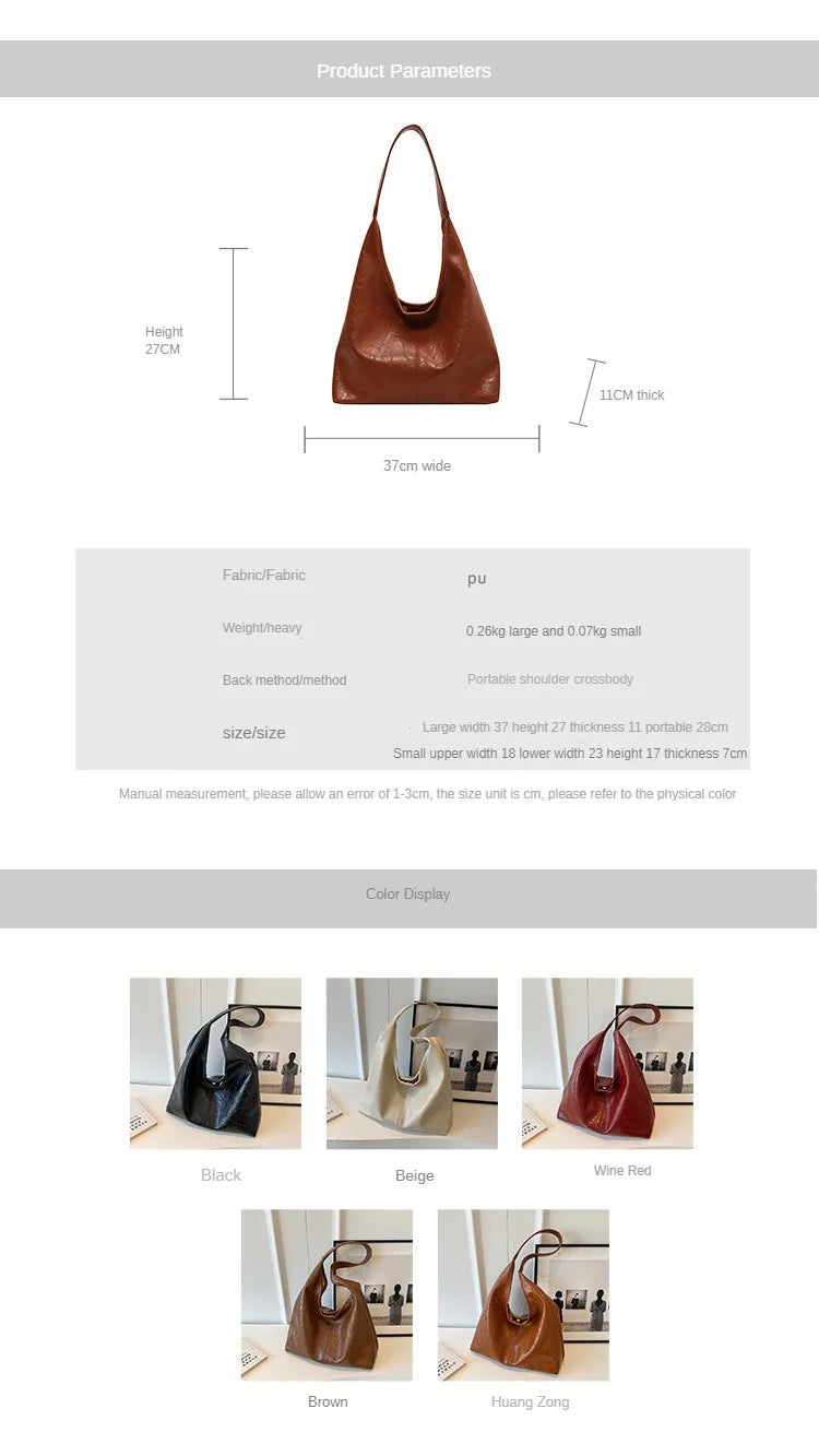 Autumn and Winter Vintage Women's Bag Large Capacity Suede Shoulder Bag Solid Color Simple Casual Commuter Bag Retro Handbags Quick Pick Grocers