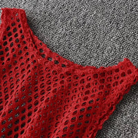 Sexy Black/Red Hollow Out Crop Top 2023 Mesh T-shirt Female Loose Fashion Summer Basic Tops For Women Fishnet Shirt Quick Pick Grocers