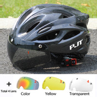 PJT Ultra-Light Magnetic Goggles Bicycle Helmet Lightweight PC Shell & EPS Foam Construction Cycling Helmet MTB Bike Helmet Quick Pick Grocers