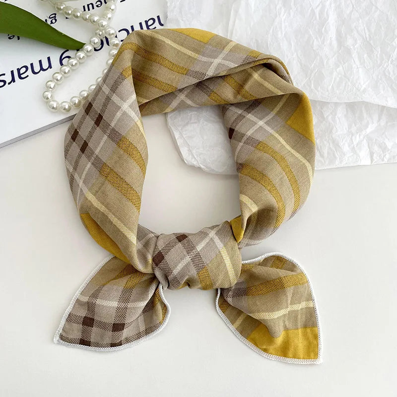 55cm Laies Headband Cotton Linen Square Scarf Women Korean College Girls Fashion Spring Autumn New Style Elegant Neck Scarves Quick Pick Grocers