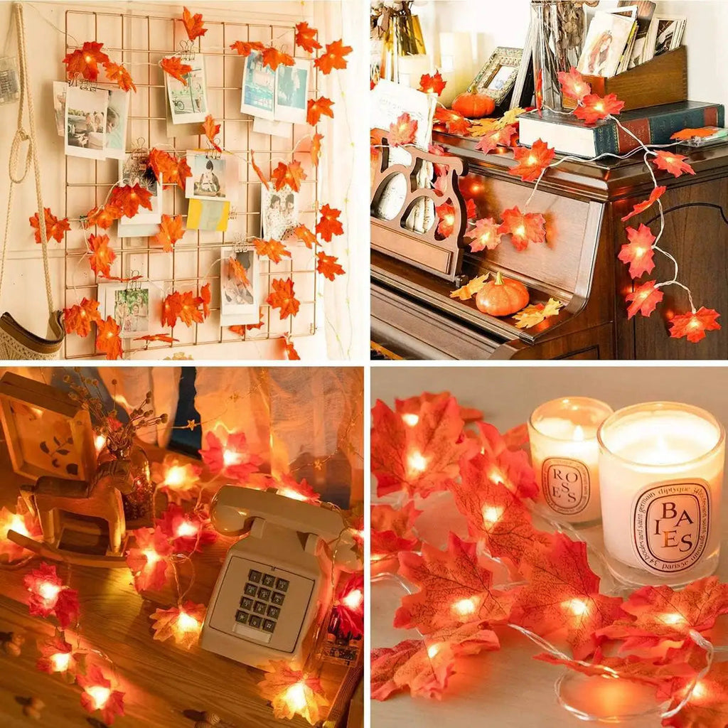 1pc 10/20 LED Maple Leaf String Lights Battery Powered Fairy Lights For Home Party Holiday Arrangement Scene Outdoor Decoration Econic Blanks
