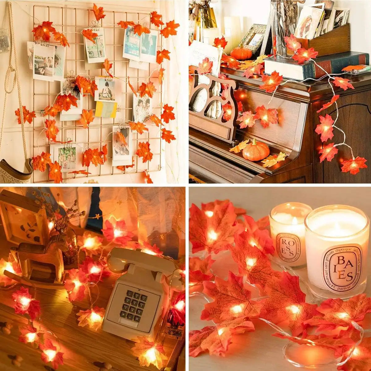 1pc 10/20 LED Maple Leaf String Lights Battery Powered Fairy Lights For Home Party Holiday Arrangement Scene Outdoor Decoration Econic Blanks