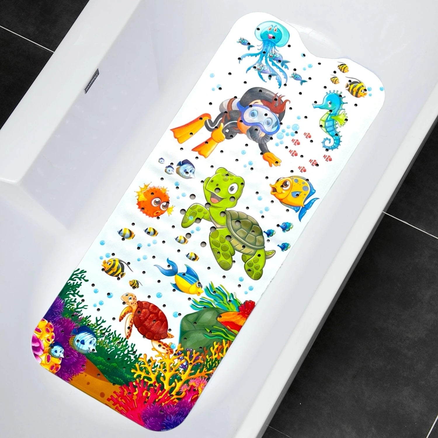 1pc Cartoon Extra Long Bathtub Mat 40x100cm Non Slip Bath Mat for Bathroom Tubs Shower Mats with Suction Cups & Drain Holes Quick Pick Grocers