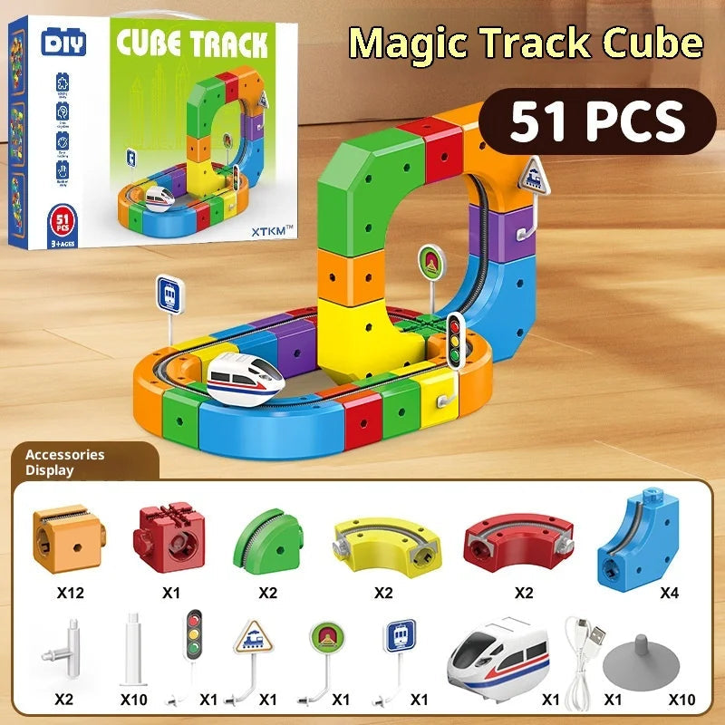 Electric Magnetic Track Set STEM Building Toy with Anti-Gravity Vehicles 100+ Pieces DIY Railway Model Creative Gift for Kids Quick Pick Grocers