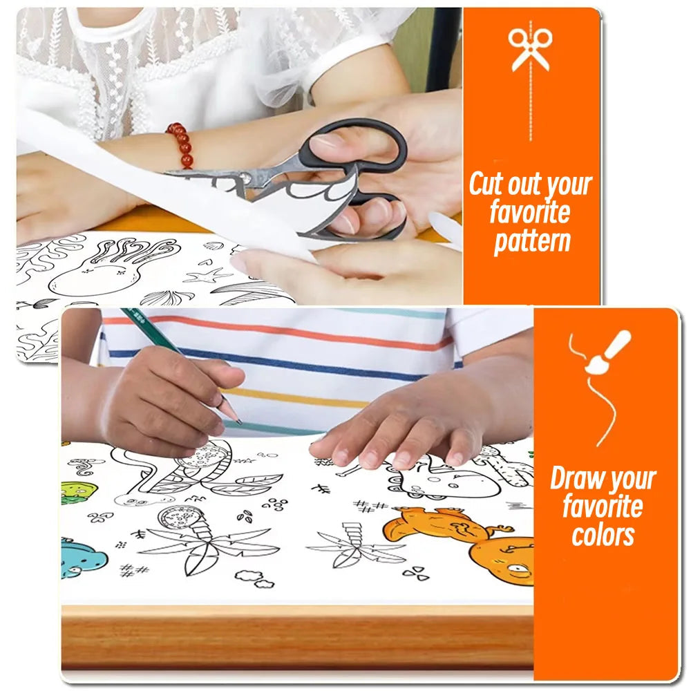 90cm Animal Canvas Children's Drawing Roll DIY Coloring Paper Roll Color Filling Graffiti Paper-cut Painting Educational School Quick Pick Grocers
