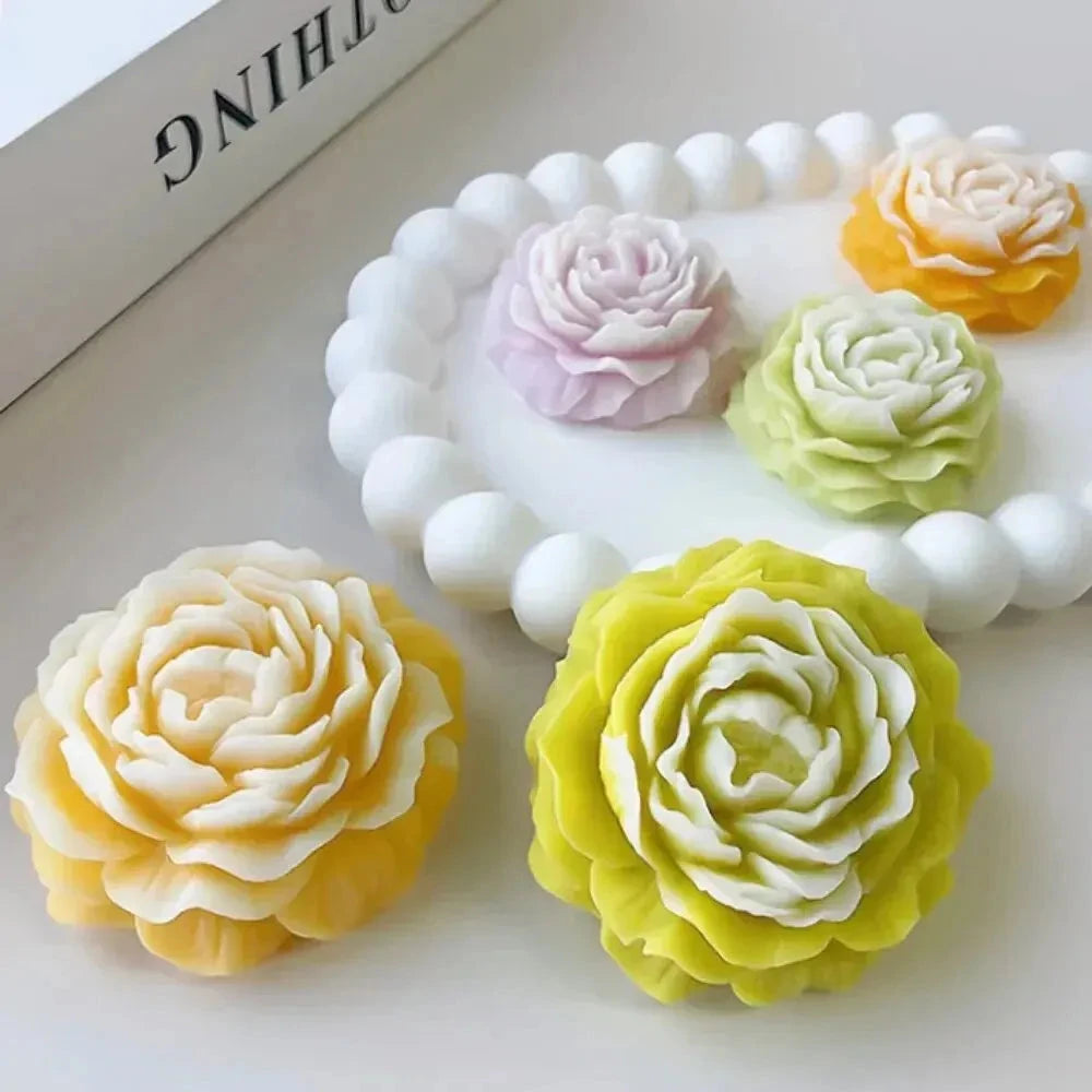 3D Peony Candle Silicone Mold DIY Relief Flower Soap Resin Plaster Mould Home Decor Chocolate Cake Ice Baking Making Tool Gifts Econic Blanks