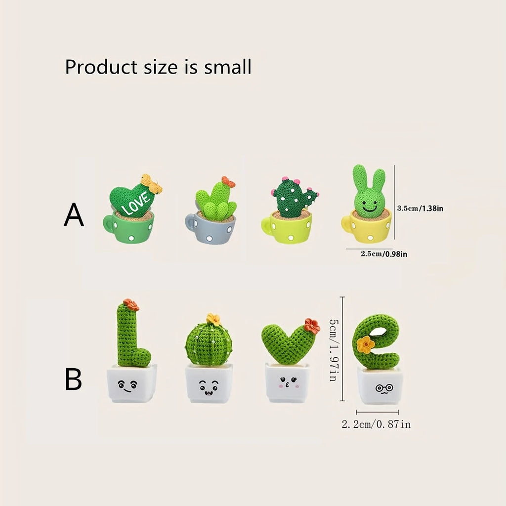 1 Set Of 4, Resin Succulent Cactus Mini Green Plant Car Office Home Living Room Crafts Quick Pick Grocers