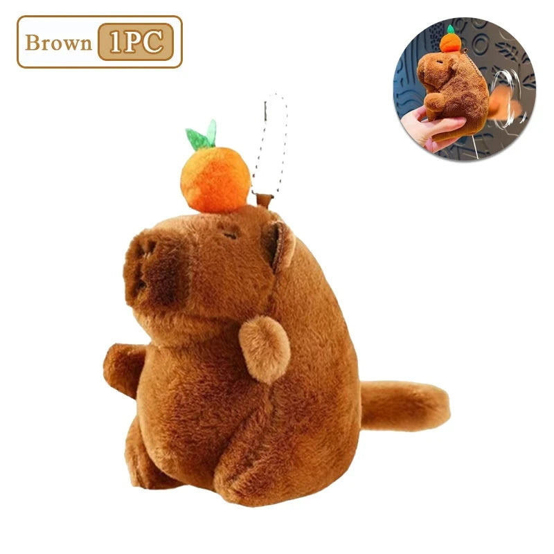 1-20PCS Plush Persimmon Wagging Tail Capybara Key Pendant Cute Plush Keychain Plush Doll Toy Schoolbag Pendant Gift Pendant Econic Blanks