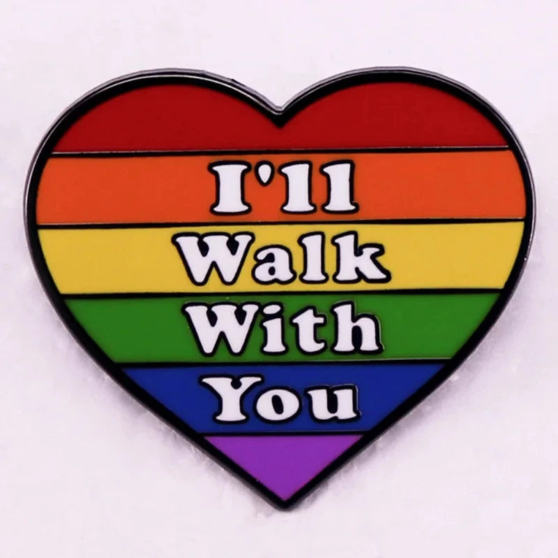 Rainbow LGBT Encourage Letters Metal Enamel Badge Gay Lesbian Asexual Transgender Adaptive Lapel Pin Jewelry Gifts Accessories Quick Pick Grocers
