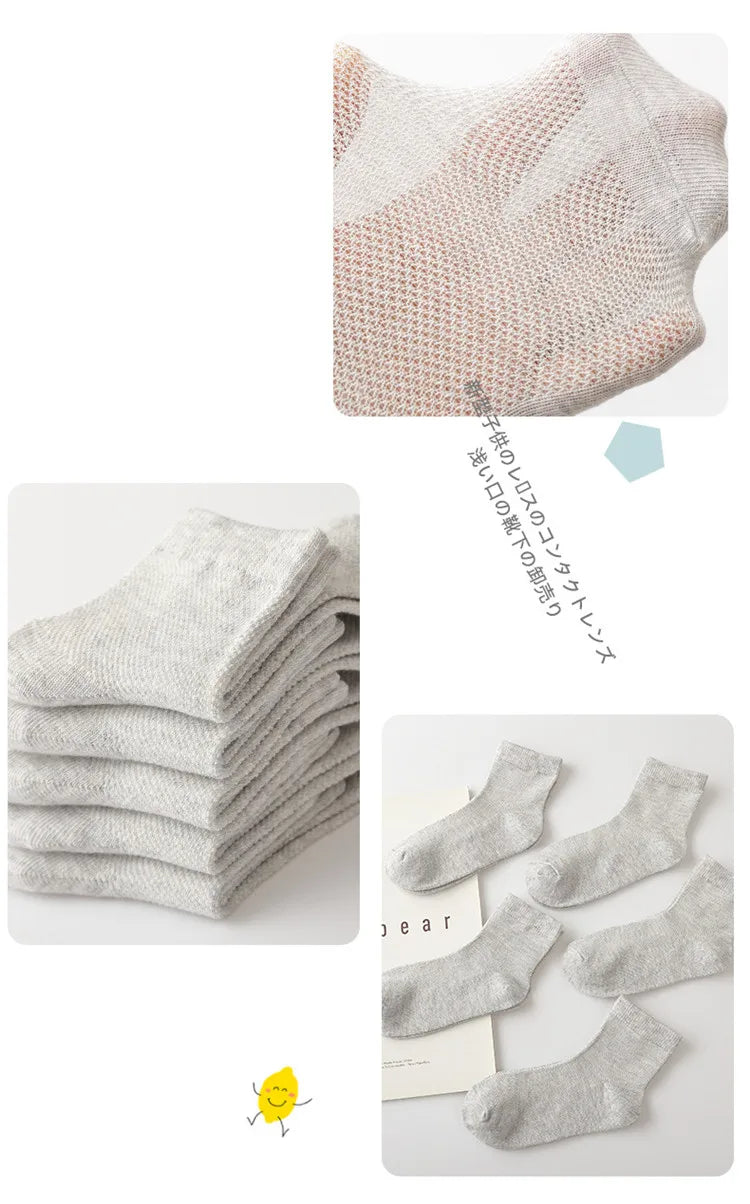 5 Pairs/Lot Children Socks Boy Girl Cotton Fashion Breathable Mesh Socks Spring Summer High Quality 1-12Years Kids Birthday Gift Quick Pick Grocers