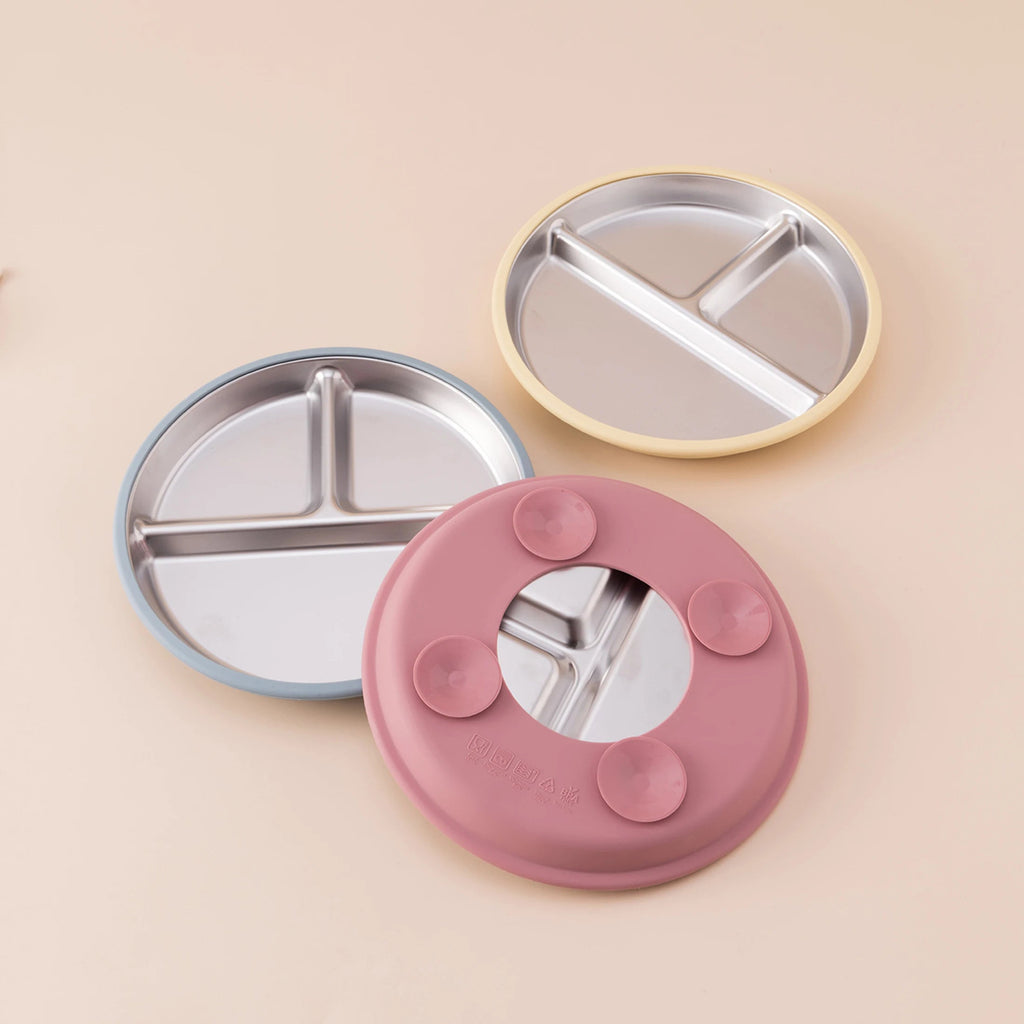5PCS Stainless Steel Dishes Plate Baby Feeding Set With Detachable Silicone Sucker Bowl BPA Free Infant Fork Spoon Cup Gifts Purest Peak