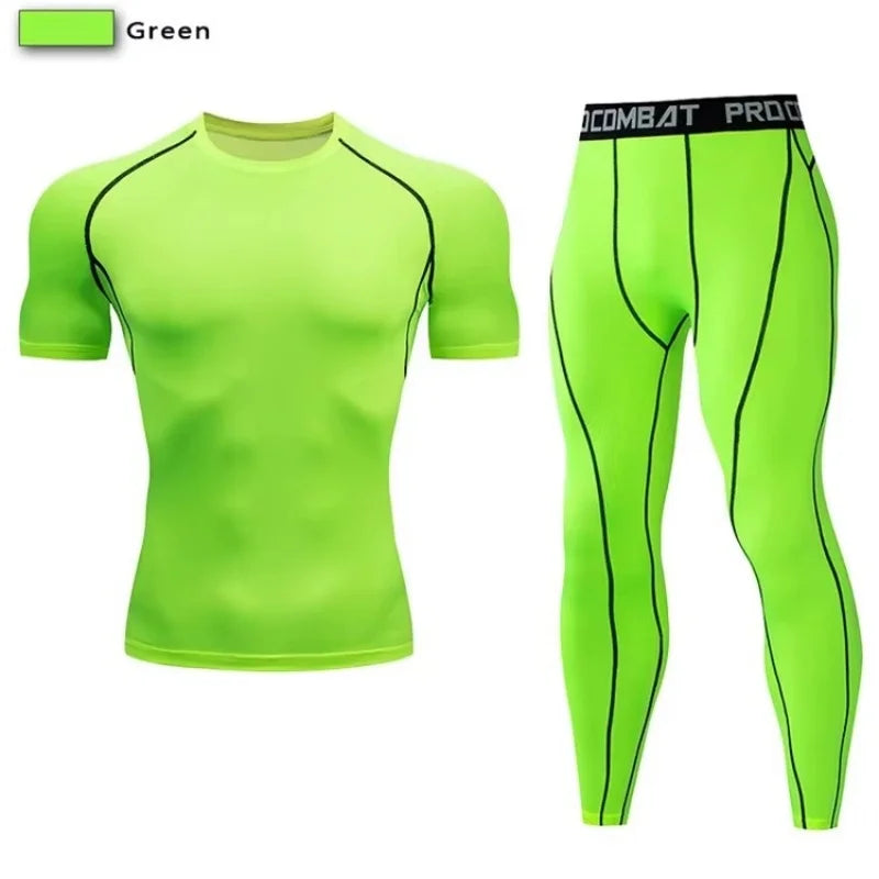 2pcs Men's Compression Sportswear Suit Elastic Training Yoga Sets Workout Jogging Fitness Clothing Tracksuit Pants Sporting Quick Pick Grocers