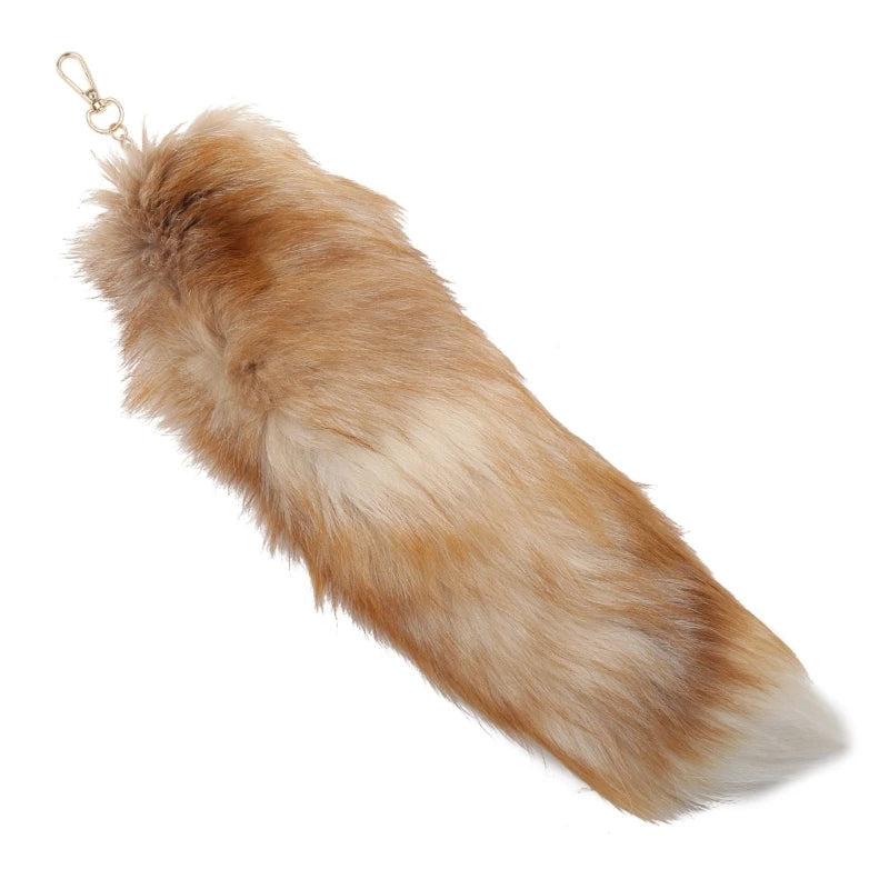 Plush-Fox Tail Keychain Furry Racoon Tail Keyring Keychain 28cm Animal Tail Key-Pendant Pompoms Keyring Holder Bag-Decor Econic Blanks