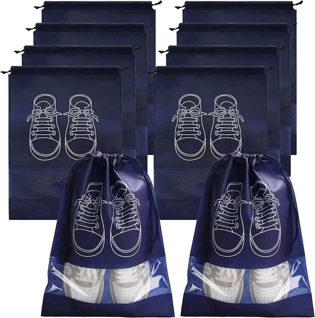 5pcs/set Shoe Storage Bag With Thickened Non-woven Fabric Strap Mouth Large Capacity Travel Waterproof Shoe Bag Moistureproof Econic Blanks