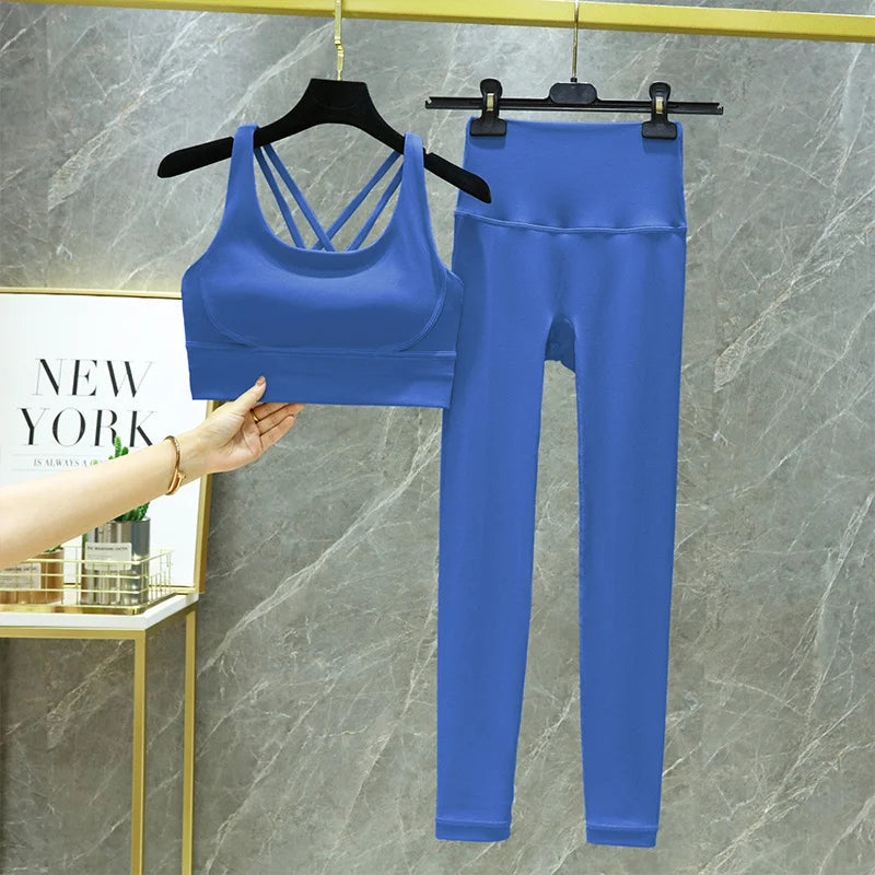 TRY TO BN Women's Tracksuit Yoga Sets Fitness Leggings Sports Bra Naked Sportwear Breathable Workout Two Pieces Suit Gym Clothes Quick Pick Grocers